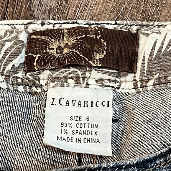 Z Cavaricci Blue Jean Bermuda Long Denim Distressed Jean Shorts Sz 6 Casual Y2K - Picture 12 of 16